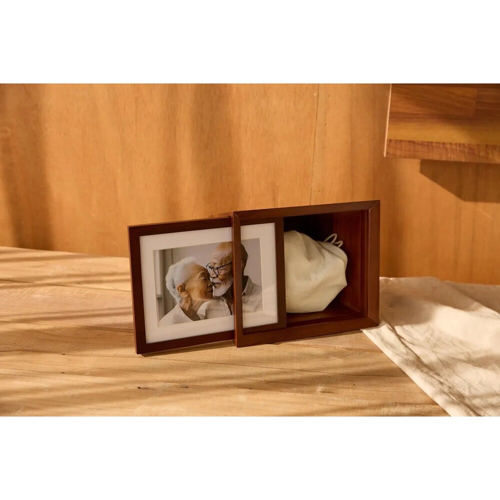 Aspenstudio Walnut Photo Urn for Human Cremation with Picture Frame MSRP $109.99